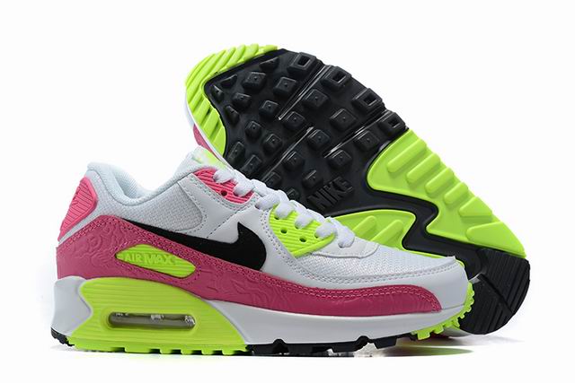 Nike Air Max 90 Women's Shoes White Purple Green Black-19 - Click Image to Close